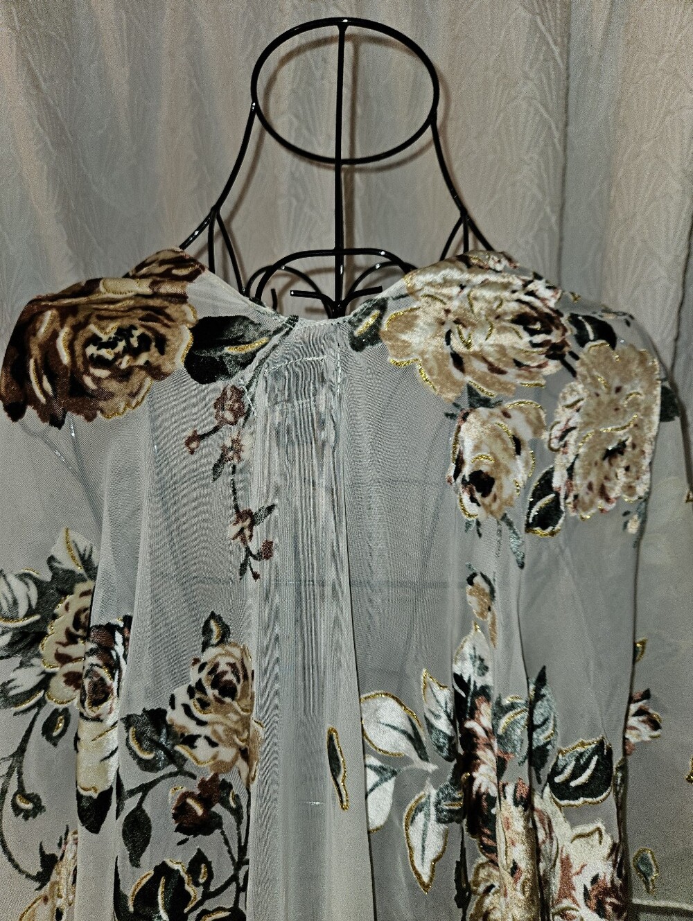 Marcus Adler Sheer Floral Kimono Cover-Up in Cream and Brown - Picture 9 of 12